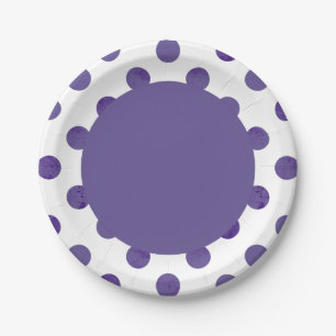 Assiettes En Carton Parti pourpre Royal Ultra-Violet Pois de raisins