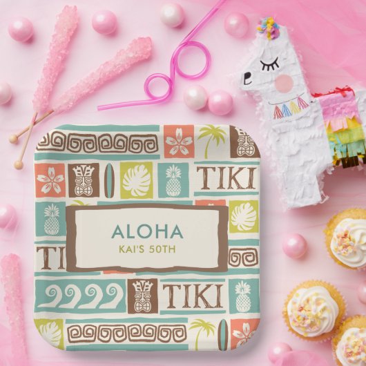 Assiettes En Carton Parti Retro Tiki Tropical Aloha Anniversaire (Fête)