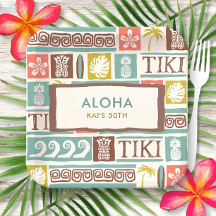 Assiettes En Carton Parti Retro Tiki Tropical Aloha Anniversaire