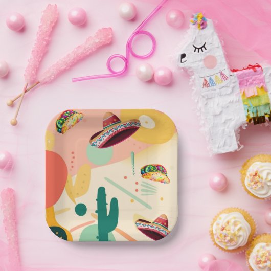 Assiettes En Carton Parti Tacos et Sombreros (Fête)