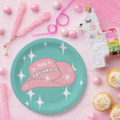 Assiettes En Carton Parti Turquoise Aquarius Zodiac moderne (Fête)