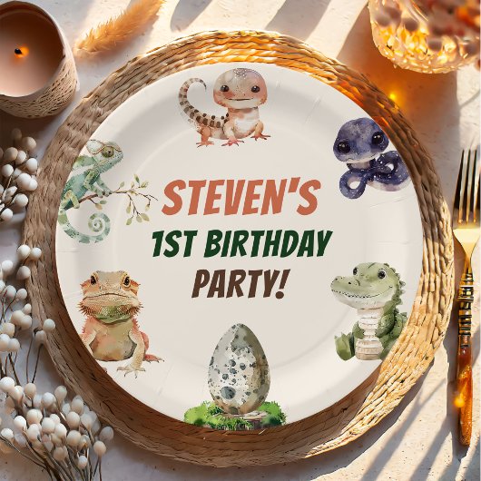 Assiettes En Carton Partie Anniversaire de enfant de reptile