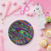 Assiettes En Carton Partie audacieuse verte pourpre psychédélique (Fête)