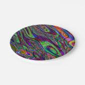 Assiettes En Carton Partie audacieuse verte pourpre psychédélique (Angle)