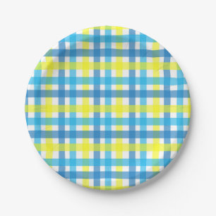 Assiettes En Carton Partie bleue et jaune chic de contrôles