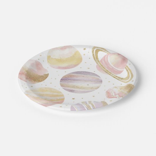 Assiettes En Carton Partie d'anniversaire de l'espace extra-atmosphéri (Angle)