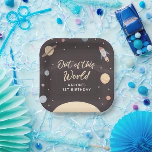 Assiettes En Carton Partie d'anniversaire de l'espace extra-atmosphéri (Fête)