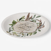 Assiettes En Carton Partie de baby shower en bois rustique de tranche (Angle)