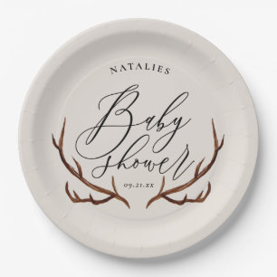 Assiettes En Carton Partie de baby shower rustique d'andouillers de