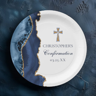 Assiettes En Carton Partie de confirmation personnalisée de la Croix d