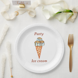 Assiettes En Carton Partie de crème glacée minimale