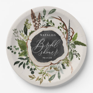 Assiettes En Carton Partie de douche nuptiale de tranche en bois