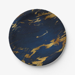 Assiettes En Carton Partie de marbre marine VIP de marine bleue