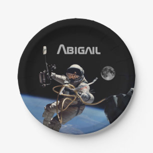 Assiettes En Carton Partie de marche spatiale de l'astronaute personne