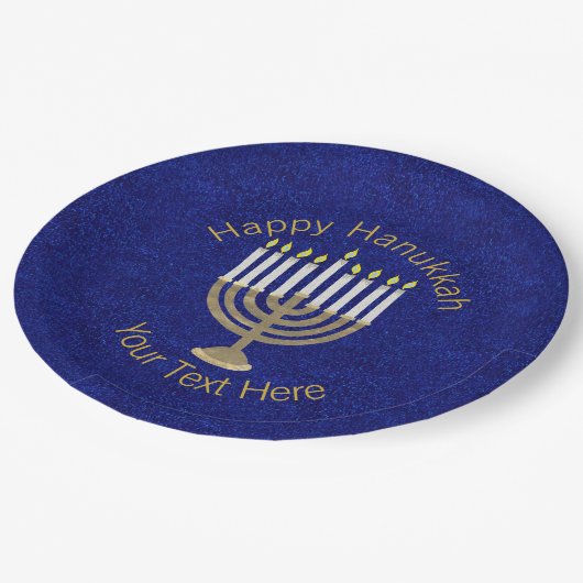 Assiettes En Carton Partie élégante de Menorah Chanukah d'or de (Angle)