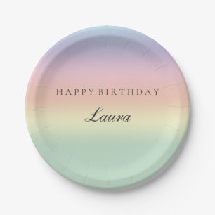 Assiettes En Carton Partie en pastel élégante de joyeux anniversaire