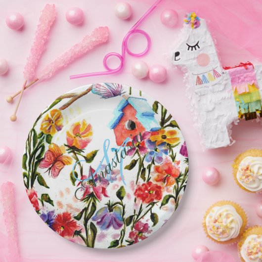 ASSIETTES EN CARTON PARTIE LUNATIQUE DE MONOGRAMME DE MAISON D'OISEAU (Fête)