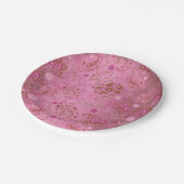 Assiettes En Carton Partie rose de Paisley (Angle)