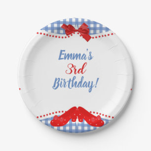 Assiettes En Carton Partie rouge Checkered bleue et blanche d'once de