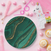 Assiettes En Carton Parties scintillant Abstraite Strata Mariage Green (Fête)