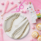 Assiettes En Carton Parties scintillant Abstraite Strata Mariage Ivory (Fête)