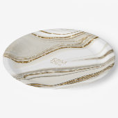 Assiettes En Carton Parties scintillant Abstraite Strata Mariage Ivory (Angle)