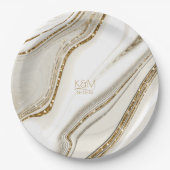 Assiettes En Carton Parties scintillant Abstraite Strata Mariage Ivory (Devant)
