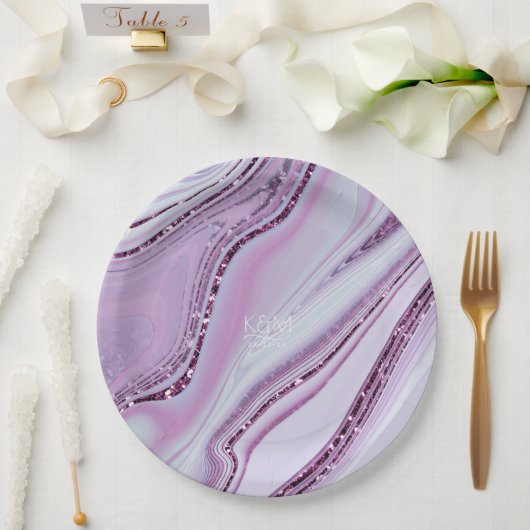 Assiettes En Carton Parties scintillant Abstraite Strata Mariage Lilac (Mariage)