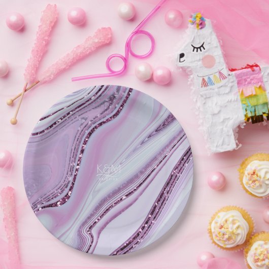 Assiettes En Carton Parties scintillant Abstraite Strata Mariage Lilac (Fête)