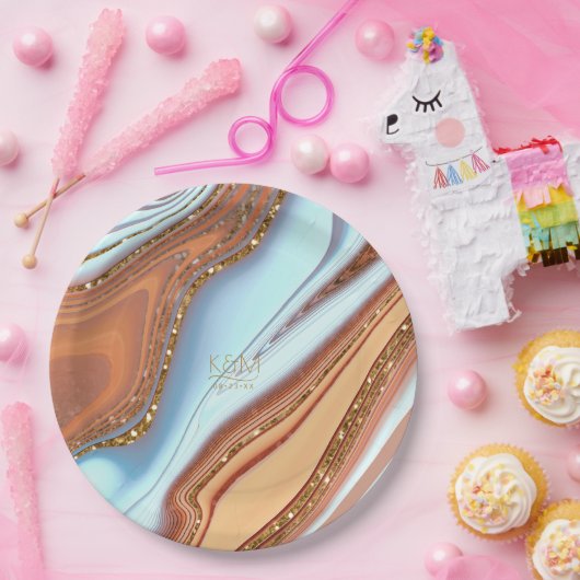 Assiettes En Carton Parties scintillant Abstraite Strata Mariage SW ID (Fête)