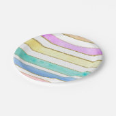 Assiettes En Carton Parties scintillant arc-en-ciel aquarelle rayures (Angle)