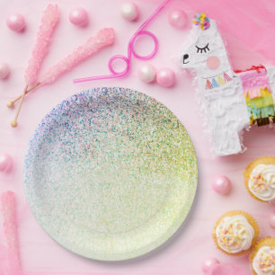 Assiettes En Carton Parties scintillant arc-en-ciel Glam Baby shower O