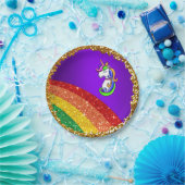 Assiettes En Carton Parties scintillant arc-en-ciel Plaques papier uni (Fête)