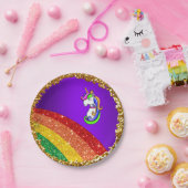Assiettes En Carton Parties scintillant arc-en-ciel Plaques papier uni (Fête)