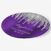 Assiettes En Carton Parties scintillant argent gouttes violet violet 5 (Angle)