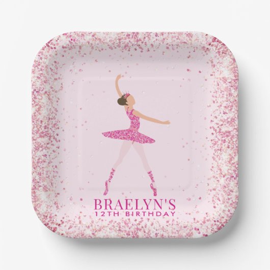 Assiettes En Carton Parties scintillant Ballerina Confetti Conception  (Recto)