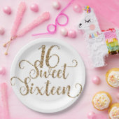 Assiettes En Carton Parties scintillant blanche et or sucré 16 fête d' (Fête)