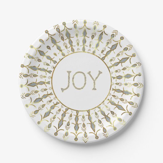 Assiettes En Carton Parties scintillant blanche Snowflakes Abstraits N (Devant)