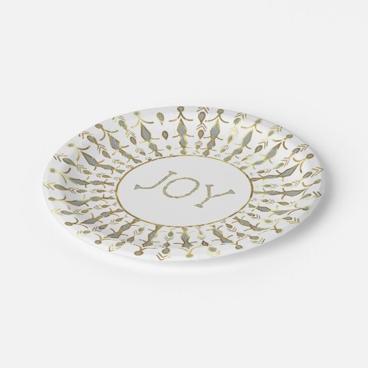 Assiettes En Carton Parties scintillant blanche Snowflakes Abstraits N (Angle)