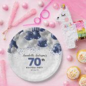 Assiettes En Carton Parties scintillant bleu bleu marine en argent 70e (Fête)