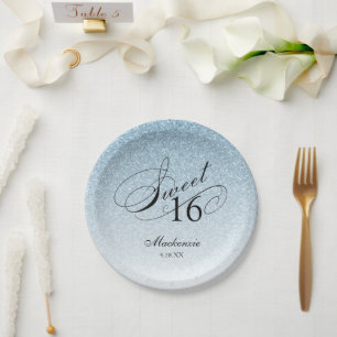 Assiettes En Carton Parties scintillant bleu clair sucré 16 personnali