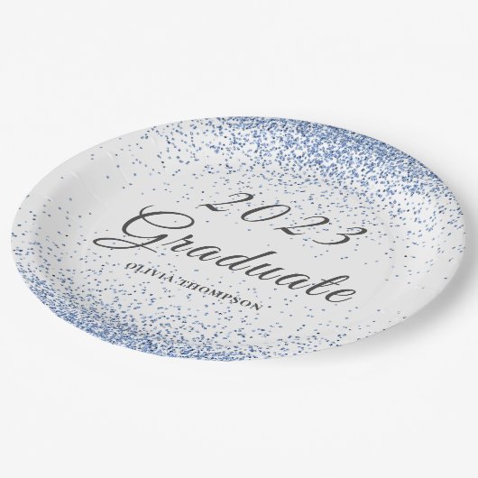 Assiettes En Carton parties scintillant bleue 2023 (Angle)