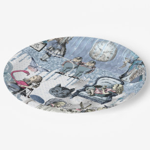 Assiettes En Carton Parties scintillant bleue glace Alice au pays des