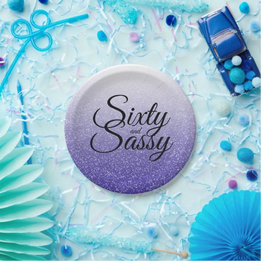 Assiettes En Carton Parties scintillant bleue Ombre 60 et Sassy 60e an (Fête)