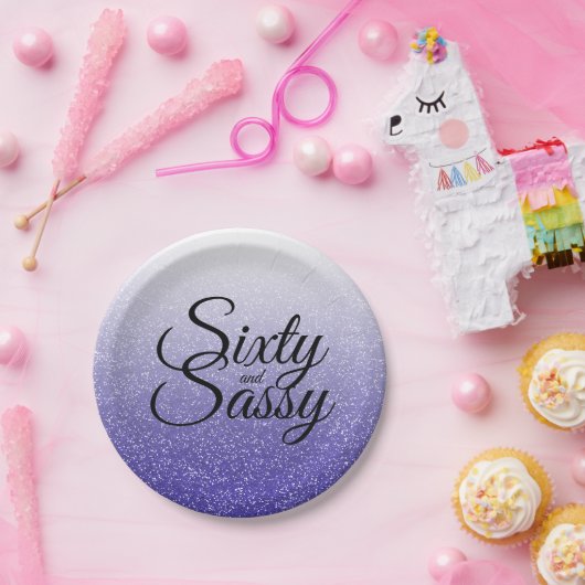 Assiettes En Carton Parties scintillant bleue Ombre 60 et Sassy 60e an (Fête)
