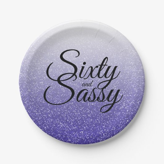 Assiettes En Carton Parties scintillant bleue Ombre 60 et Sassy 60e an (Devant)
