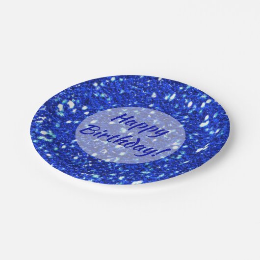 Assiettes En Carton Parties scintillant Bleue Royale Parkly Joyeux ann (Angle)