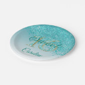 Assiettes En Carton Parties scintillant bleue turquoise, 16 Parties sc (Angle)