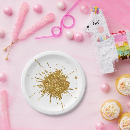 Assiettes En Carton Parties scintillant brillant or amusant graffiti g (Fête)