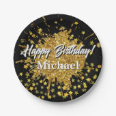 Assiettes En Carton Parties scintillant brillant or amusant graffiti p (Devant)